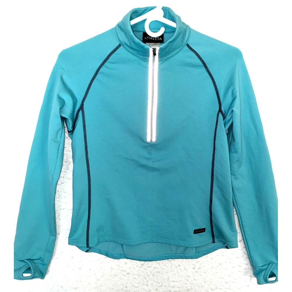 VTG  Athleta blue 1/2 Zip Women's sz S Long sleeve pullover reflective USA made